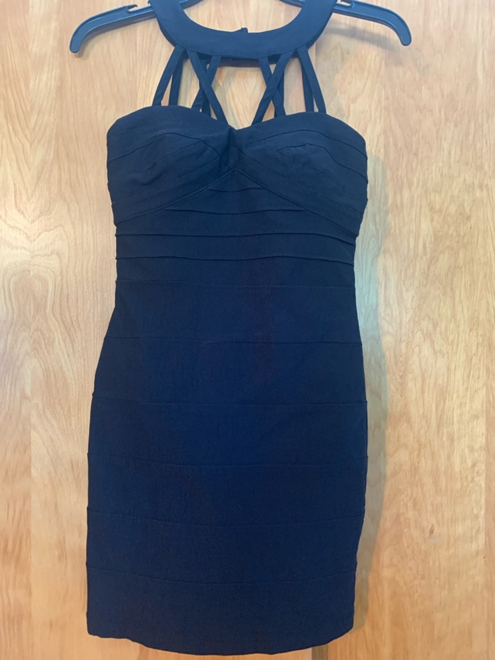 Y2K LBD Bandage Bodycon strappy cage neck mini by Trixxi goth indie party sz3